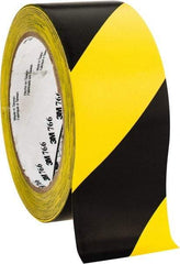 3M - Black & Yellow Striped Vinyl Tape - 2" Wide x 108' Long x 0.005" Thick, General Traffic - Benchmark Tooling