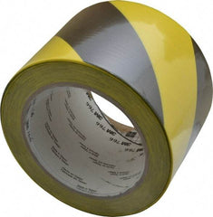3M - Black & Yellow Striped Vinyl Tape - 3" Wide x 108' Long x 0.005" Thick, General Traffic - Benchmark Tooling