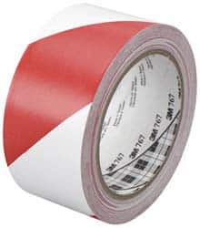 3M - Red & White Striped Vinyl Tape - 2" Wide x 108' Long x 0.005" Thick, General Traffic - Benchmark Tooling