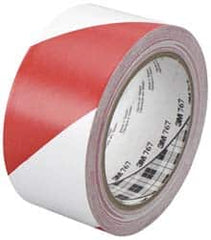 3M - Red & White Striped Vinyl Tape - 2" Wide x 108' Long x 0.005" Thick, General Traffic - Benchmark Tooling
