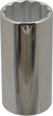 Proto - 1/2" Drive, Deep Hand Socket - 12 Points, 3-1/4" OAL, Chrome Vanadium, Chrome Finish - Benchmark Tooling
