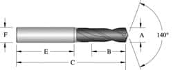 Allied Machine and Engineering - 11/16" 140° Spiral Flute Solid Carbide Screw Machine Drill Bit - Benchmark Tooling