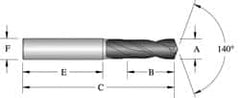 Allied Machine and Engineering - 11/16" 140° Spiral Flute Solid Carbide Screw Machine Drill Bit - Benchmark Tooling