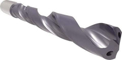 Allied Machine and Engineering - 19.5mm 140° Solid Carbide Jobber Drill - Bright Finish, Right Hand Cut, Spiral Flute, Straight Shank, 7-7/8" OAL, Standard Point - Benchmark Tooling