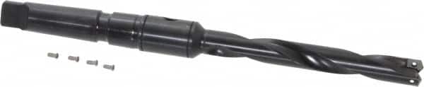 Allied Machine and Engineering - Series 1, 45/64 to 15/16" Diam, 3MT Taper Shank, Helical Flute Spade Drill - 4-3/4" Max Depth, 7-39/64" Body Length, 11-5/32" OAL, Intermediate Length, Through Coolant - Benchmark Tooling