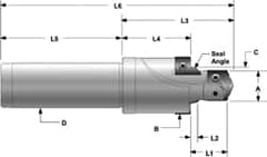 Allied Machine and Engineering - IS0 11926-1, SAE J1926-1/MS-16142 Standard, 1/2-20" Thread, 5 Tube Dash Number, 12° Porting Angle, 29/64" Pilot Diam, 5/8" Shank Diam, Indexable Spade Blade Insert Porting Tool - 2 Porting Inserts, 3.402" Overall Length - Benchmark Tooling