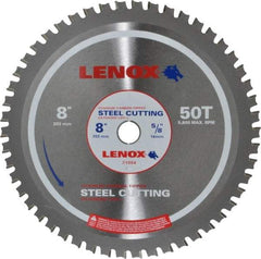 Lenox - 8" Diam, 5/8" Arbor Hole Diam, 50 Tooth Wet & Dry Cut Saw Blade - Titanium Carbide-Tipped, General Purpose Action, Standard Round Arbor - Benchmark Tooling