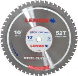 Lenox - 10" Diam, 5/8" Arbor Hole Diam, 52 Tooth Wet & Dry Cut Saw Blade - Titanium Carbide-Tipped, General Purpose Action, Standard Round Arbor - Benchmark Tooling