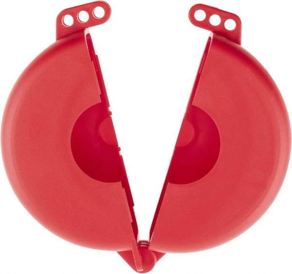 NMC - 5 to 6-1/2 Inch Valve Handle Size, Polypropylene Rotating Gate Valve Wheel Lockout - 3/8 Inch Max Shackle Diameter, Red - Benchmark Tooling