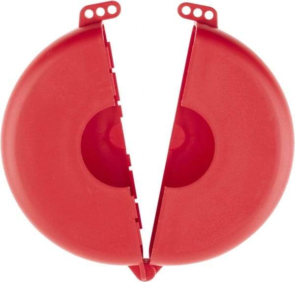 NMC - 6-1/2 to 10 Inch Valve Handle Size, Polypropylene Rotating Gate Valve Wheel Lockout - 3/8 Inch Max Shackle Diameter, Red - Benchmark Tooling