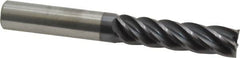 Accupro - 1/2", 2" LOC, 1/2" Shank Diam, 4" OAL, 5 Flute, Solid Carbide Square End Mill - Single End, AlTiN Finish, Spiral Flute, Variable° Helix, Centercutting, Right Hand Cut, Right Hand Flute - Benchmark Tooling