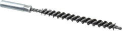 Value Collection - 1/4" Diam Helical Steel Tube Brush - 0.006" Filament Diam, 2-3/8" Brush Length, 4" OAL, 3/16-24 Female Shank - Benchmark Tooling