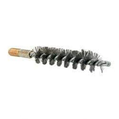 Value Collection - 1" Diam Helical Steel Tube Brush - 0.012" Filament Diam, 4-1/4" Brush Length, 7-1/2" OAL, 1/2-12 Male Shank - Benchmark Tooling