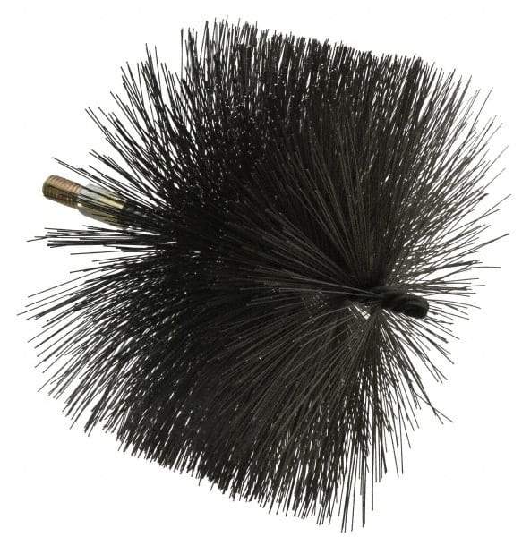 Value Collection - 8" Diam Helical Steel Tube Brush - 0.02" Filament Diam, 4-1/4" Brush Length, 7-1/2" OAL, 1/2-12 Male Shank - Benchmark Tooling