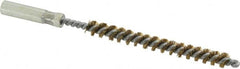 Value Collection - 1/4" Diam Helical Brass Tube Brush - 0.005" Filament Diam, 2-3/8" Brush Length, 4" OAL, 3/16-24 Female Shank - Benchmark Tooling