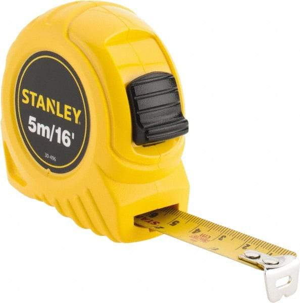 Stanley - 16' x 3/4" Yellow Blade Tape Measure - 1/32 & 1/16" & 1mm Graduation, Inch/Metric Graduation Style, Yellow Case - Benchmark Tooling