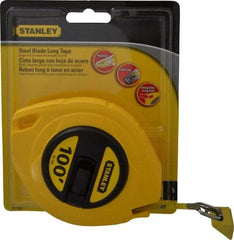 Stanley - 100' x 3/8" Yellow Blade Tape Measure - 1/8" Graduation, Inch Graduation Style, Yellow Case - Benchmark Tooling