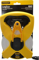 Stanley - 100' x 1/2" Tape Measure - 1/8" & 1/100 & 1/10' Graduation, Engineer Scale Graduation Style, Yellow/Black Case - Benchmark Tooling