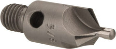 Made in USA - 1-1/8" OAL, 3/8" Head Diam, 3 Flute, 100° Incl Angle, Integral Pilot, Adjustable Stop Countersink - Benchmark Tooling