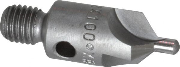 Made in USA - 1-1/8" OAL, 3/8" Head Diam, 3 Flute, 100° Incl Angle, Integral Pilot, Adjustable Stop Countersink - Benchmark Tooling