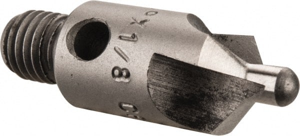 Made in USA - 1-1/8" OAL, 3/8" Head Diam, 3 Flute, 100° Incl Angle, Integral Pilot, Adjustable Stop Countersink - Benchmark Tooling