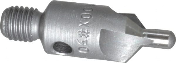 Made in USA - 1-1/8" OAL, 3/8" Head Diam, 3 Flute, 100° Incl Angle, Integral Pilot, Adjustable Stop Countersink - Benchmark Tooling