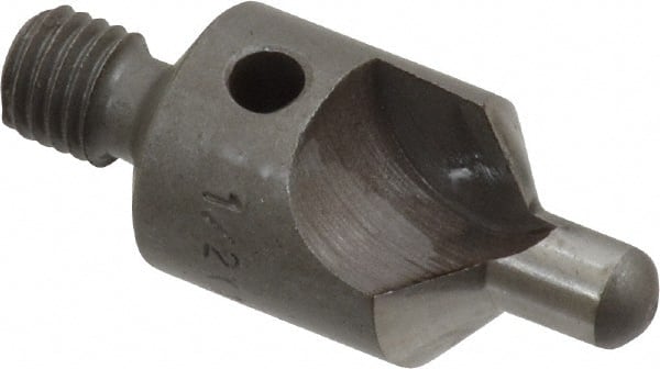 Made in USA - 2-1/2" OAL, 1/2" Head Diam, 2 Flute, 100° Incl Angle, Integral Pilot, Adjustable Stop Countersink - Benchmark Tooling