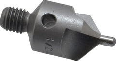 Made in USA - 1-1/8" OAL, 1/2" Head Diam, 3 Flute, 100° Incl Angle, Integral Pilot, Adjustable Stop Countersink - Benchmark Tooling