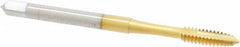 OSG - #6-32 UNC, 2 Flute, TiN Finish, High Speed Steel Spiral Point Tap - Plug Chamfer, Right Hand Thread, 2" OAL, 11/16" Thread Length, 0.141" Shank Diam, 3B Class of Fit, Series 288 - Exact Industrial Supply
