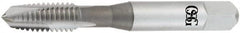 OSG - 5/16-18 UNC, 2 Flute, TiN Finish, High Speed Steel Spiral Point Tap - Plug Chamfer, Right Hand Thread, 2-23/32" OAL, 1-1/8" Thread Length, 0.318" Shank Diam, 3B Class of Fit - Exact Industrial Supply