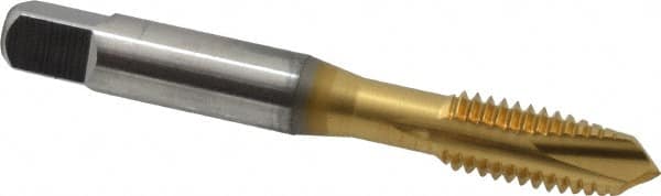 OSG - 3/8-16 UNC, 3 Flute, TiN Finish, High Speed Steel Spiral Point Tap - Plug Chamfer, Right Hand Thread, 2-15/16" OAL, 1-1/4" Thread Length, 0.381" Shank Diam, 3B Class of Fit, Series 288 - Exact Industrial Supply