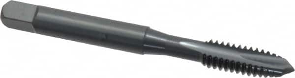 OSG - 1/2-20 UNF, 3 Flute, Oxide Finish, High Speed Steel Spiral Point Tap - Plug Chamfer, Right Hand Thread, 3-3/8" OAL, 1-21/32" Thread Length, 0.367" Shank Diam, 3B Class of Fit - Exact Industrial Supply