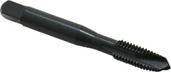 OSG - M8x1.25 Metric Coarse, 3 Flute, Oxide Finish, High Speed Steel Spiral Point Tap - Plug Chamfer, Right Hand Thread, 2-23/32" OAL, 1-1/8" Thread Length, 0.318" Shank Diam, 6H Class of Fit, Series 288 - Exact Industrial Supply
