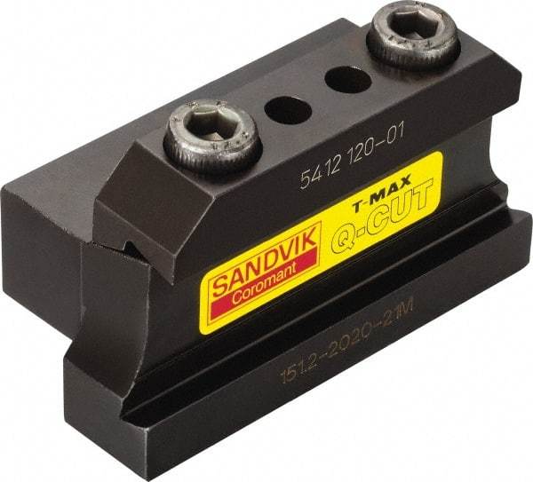 Sandvik Coromant - Tool Block Style 151.20, 25mm Blade Height, 80mm OAL, 45.5mm OAH, Indexable Cutoff Blade Tool Block - 25mm Shank Height, 20mm Shank Width, Series T-Max Q-Cut - Benchmark Tooling