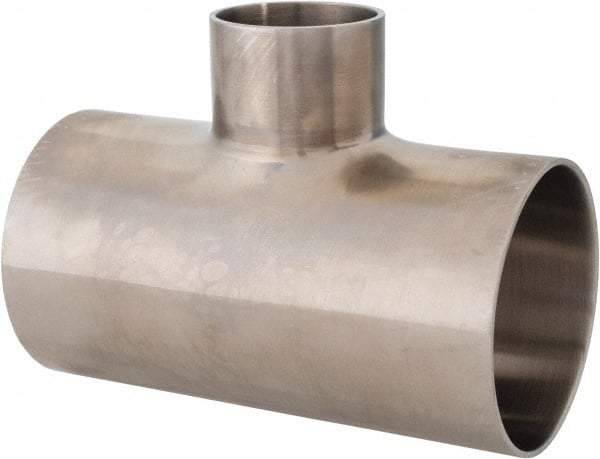 VNE - 2-1/2 x 2-1/2 x 1-1/2", Weld Style, Sanitary Stainless Steel Pipe Tee - Butt Weld x Butt Weld x Butt Weld Connection, Grade 316L - Benchmark Tooling