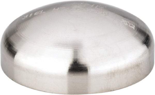 VNE - 1", Unpolished Style, Sanitary Stainless Steel Pipe End Cap - Butt Weld Connection, Grade 316L - Benchmark Tooling