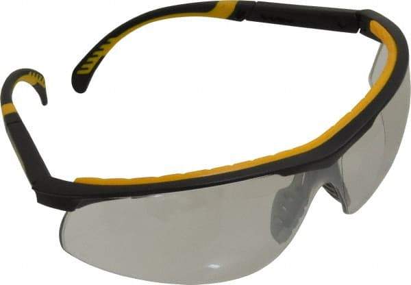 DeWALT - Indoor/Outdoor Mirror Lenses, Framed Safety Glasses - Anti-Fog, Scratch Resistant, Black/Yellow Plastic Frame, Adjustable Temples, Size Universal, Wrap Around - Benchmark Tooling