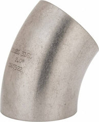 VNE - 2", Unpolished Style, Sanitary Stainless Steel Pipe 45° Elbow - Butt Weld x Butt Weld Connection, Grade 316L - Benchmark Tooling