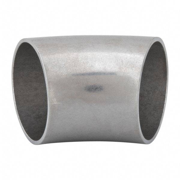 VNE - 1-1/2", Unpolished Style, Sanitary Stainless Steel Pipe 45° Elbow - Butt Weld x Butt Weld Connection, Grade 304 - Benchmark Tooling