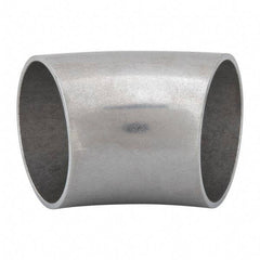 VNE - 1-1/2", Unpolished Style, Sanitary Stainless Steel Pipe 45° Elbow - Butt Weld x Butt Weld Connection, Grade 304 - Benchmark Tooling