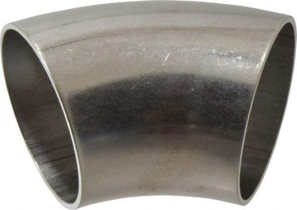 VNE - 2", Unpolished Style, Sanitary Stainless Steel Pipe 45° Elbow - Butt Weld x Butt Weld Connection, Grade 304 - Benchmark Tooling