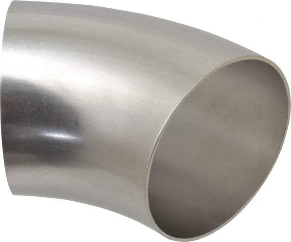 VNE - 4", Unpolished Style, Sanitary Stainless Steel Pipe 45° Elbow - Butt Weld x Butt Weld Connection, Grade 304 - Benchmark Tooling
