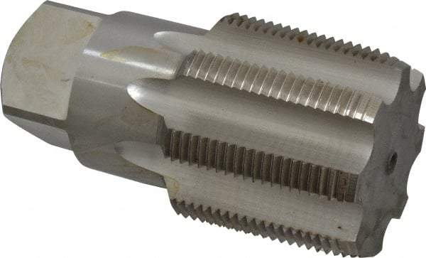 Interstate - 2-1/2 - 8 NPT Thread, 8 Flute Standard Pipe Tap - 5-1/2" OAL, 2-9/16" Thread Length, 2-1/4" Shank Diam, Bright Finish, High Speed Steel - Exact Industrial Supply