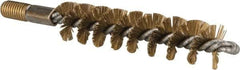 Value Collection - 1" Diam Helical Brass Tube Brush - 0.012" Filament Diam, 4-1/4" Brush Length, 7-1/2" OAL, 1/2-12 Male Shank - Benchmark Tooling