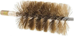 Value Collection - 2-1/2" Diam Helical Brass Tube Brush - 0.014" Filament Diam, 4-1/4" Brush Length, 7-1/2" OAL, 1/2-12 Male Shank - Benchmark Tooling