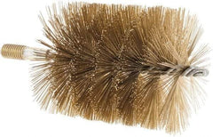 Value Collection - 3-1/2" Diam Helical Brass Tube Brush - 0.016" Filament Diam, 4-1/4" Brush Length, 7-1/2" OAL, 1/2-12 Male Shank - Benchmark Tooling