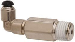 Parker - 4mm Outside Diam, 1/4-19 BSPT, Nickel Plated Brass Push-to-Connect Tube Male Elbow Long - 300 Max psi, Tube to Male Connection - Benchmark Tooling