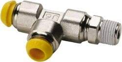 Parker - 6mm Outside Diam, 1/8-28 BSPT, Nickel Plated Brass Push-to-Connect Tube Male Run Tee - 300 Max psi, Tube to Male Connection - Benchmark Tooling