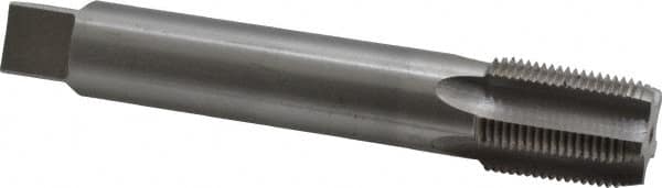 Interstate - 3/4-14 NPT, 5 Flute, Plug Chamfer, Bright Finish, High Speed Steel, Extension Pipe Tap - 6" OAL, 29/32" Shank Diam, 1-3/8" Thread Length, 0.679" Square Size - Benchmark Tooling