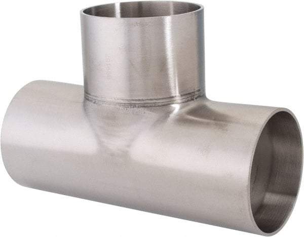 VNE - 2-1/2", Unpolished Style, Sanitary Stainless Steel Pipe Tee - Butt Weld x Butt Weld x Butt Weld Connection, Grade 316L - Benchmark Tooling
